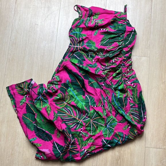 FARM Rio Leaves Asymmetric Midi Dress, SIZE LARGE 0762 - Picture 4 of 8